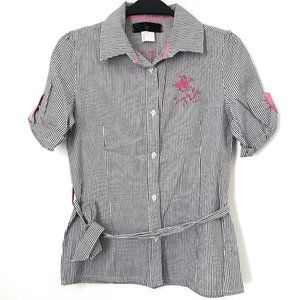 Beverly Hills Polo Club Gray/White Stripe Top, L